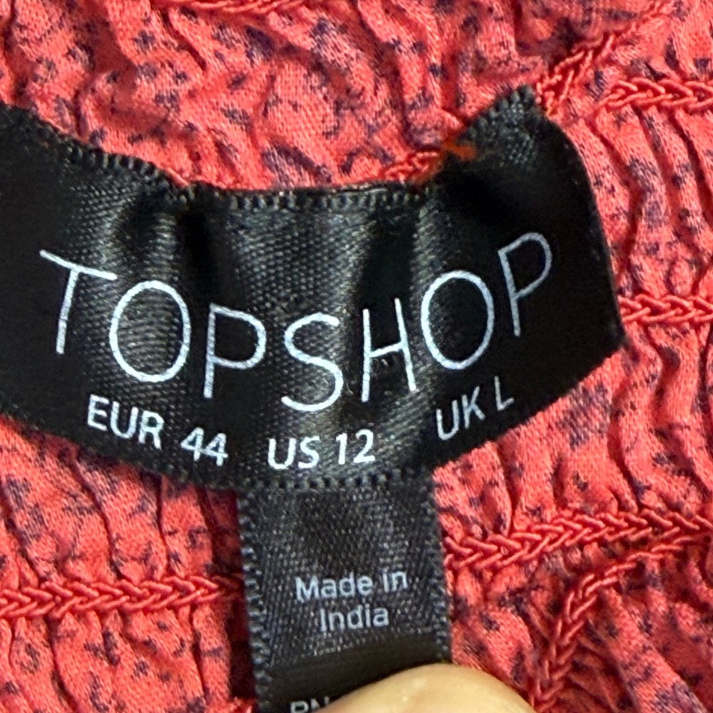 Topshop Womens Red Floral Smocked Maxi Dress Tie Straps US 12 - Picture 3 of 6